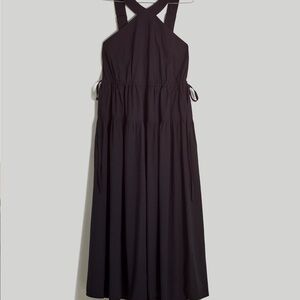 NWT Madewell Black Poplin Halter Tiered Midi Dress Size 00